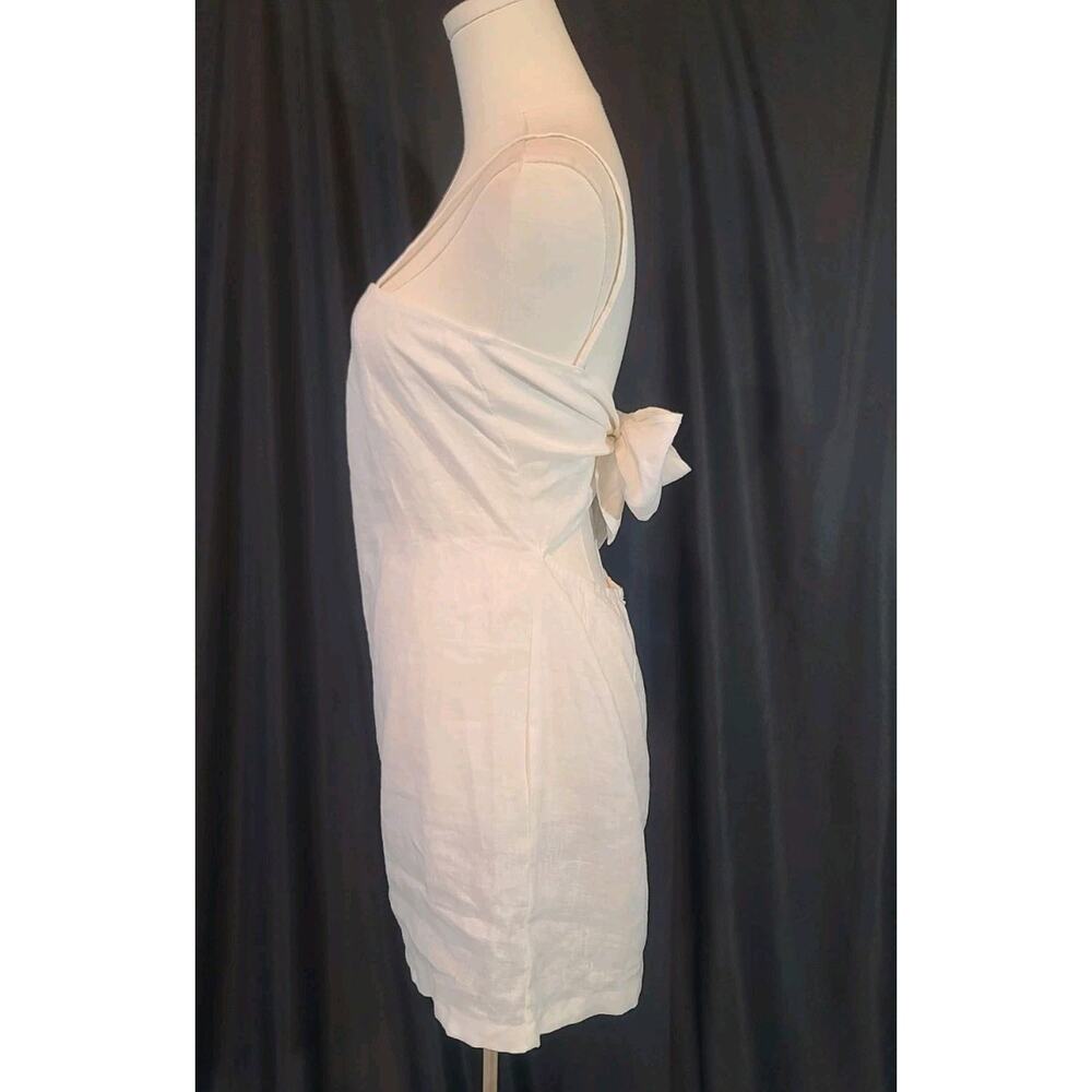 MIKOH Pakala White Linen Mini Dress Back Self Tie Bow 2 US Medium - Picture 7 of 11